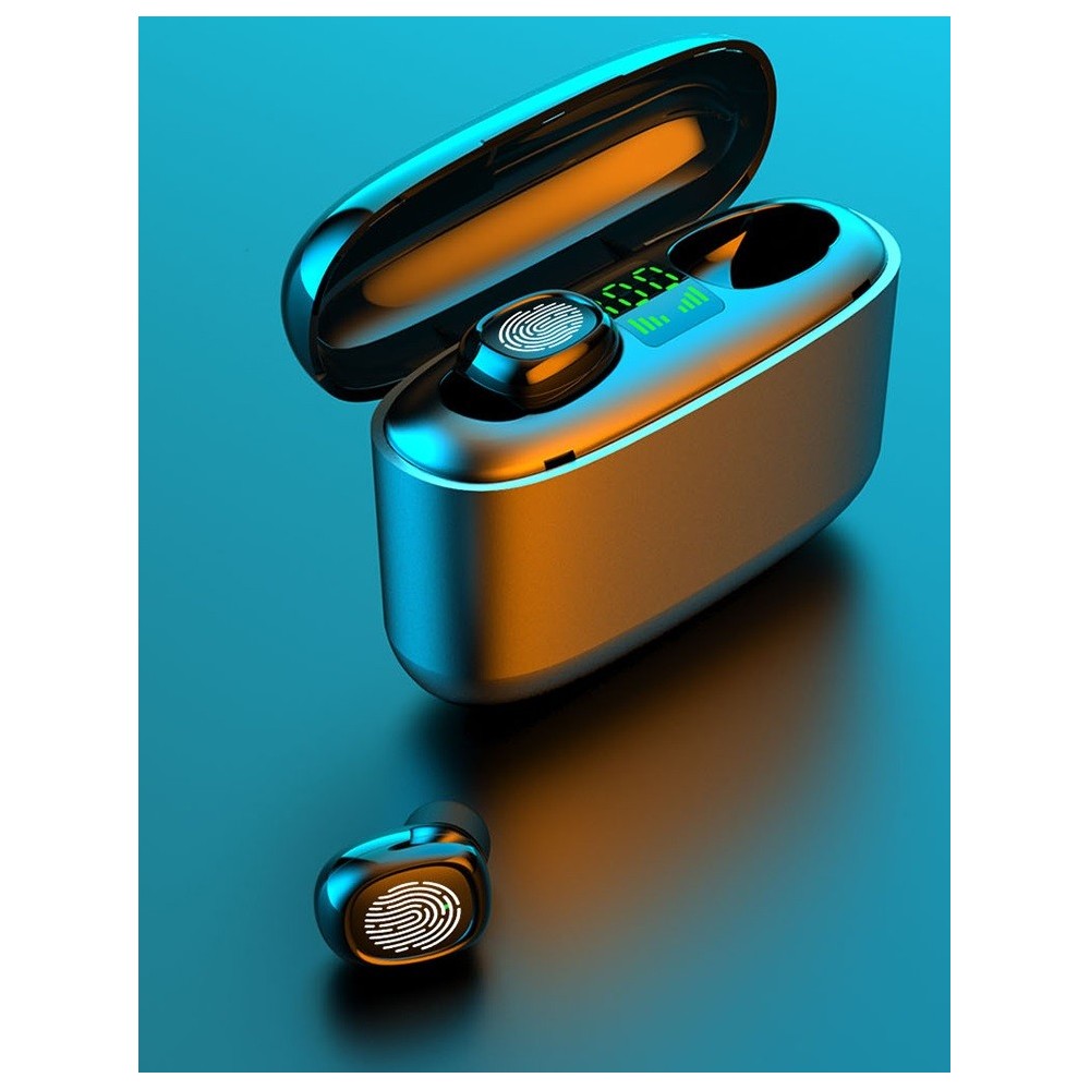 Bezdrátová sluchátka s nabíjecím pouzdrem TWS G5S, černá