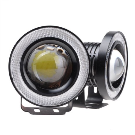 Projektorové světlo s bílým kroužkem CarFrill Fog Angel Eyes R500, černá