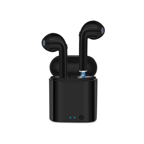 Bezdrátová sluchátka s nabíjecí stanicí i7S, černá