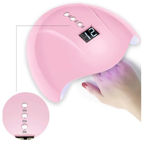 Mini UV LED lampa na nehty s časovačem Mini5S, 36 W - růžová