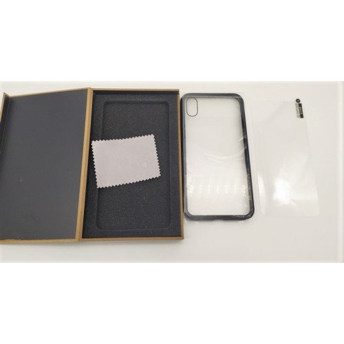 Ochranný kryt pro Apple iPhone XS Max s tvrzeným sklem Fashion Case born to love, černá