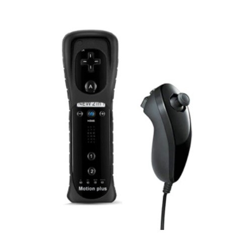 Bezdrátový herní dálkový ovladač Remote Motion Plus 2v1 pro Nintendo Wii, černá