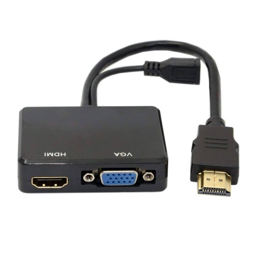 Převodník HDMI na HDMI+VGA s audio splitterem, černá