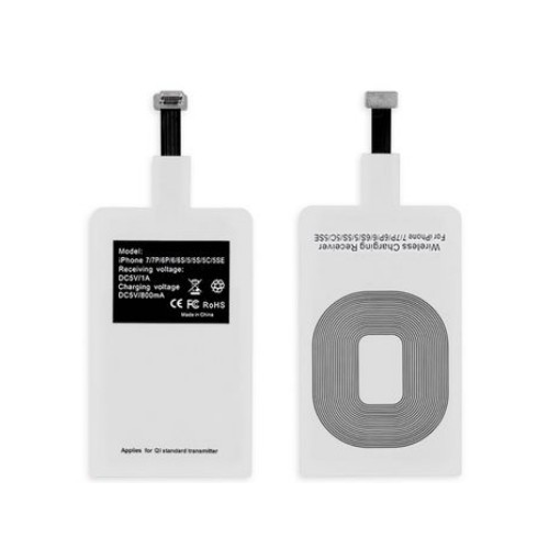 Podložka/přijímač pro bezdrátové nabíjení Qi pro Apple iPhone s Lightning konektorem, 800mA, bílá