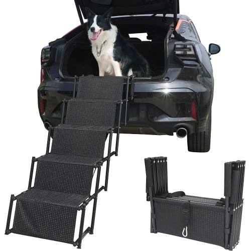 Skládací schůdky pro psa do auta YEP HHO, nosnost 68 kg, černá