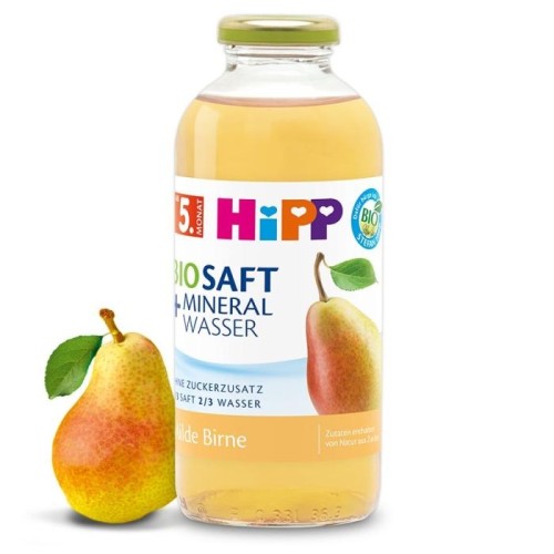 Dětský bio nápoj HiPP jemná hruška s minerální vodou, od 5. měsíce, 0,5l