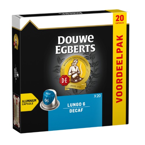 Kávové kapsle Douwe Egberts Lungo 6 decaf, 20 ks