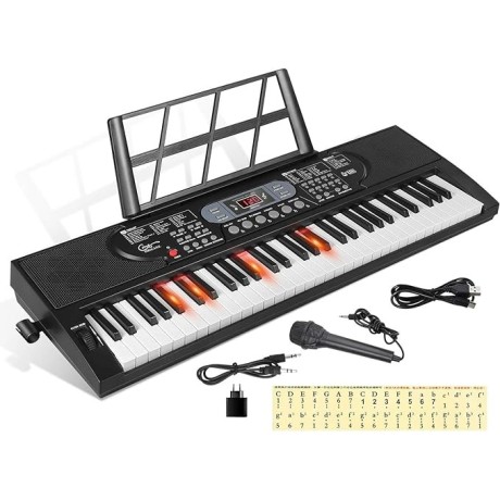 Elektrické klávesy s mikrofonem Hricane, 61 kláves, černá
