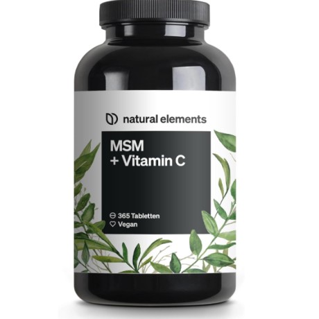 Doplněk stravy Natural Elements MSM + Vitamin C, 365 tablet