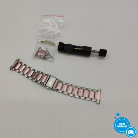 Náhradní ocelový řemínek Wearlizer pro hodinky Fitbit, růžová